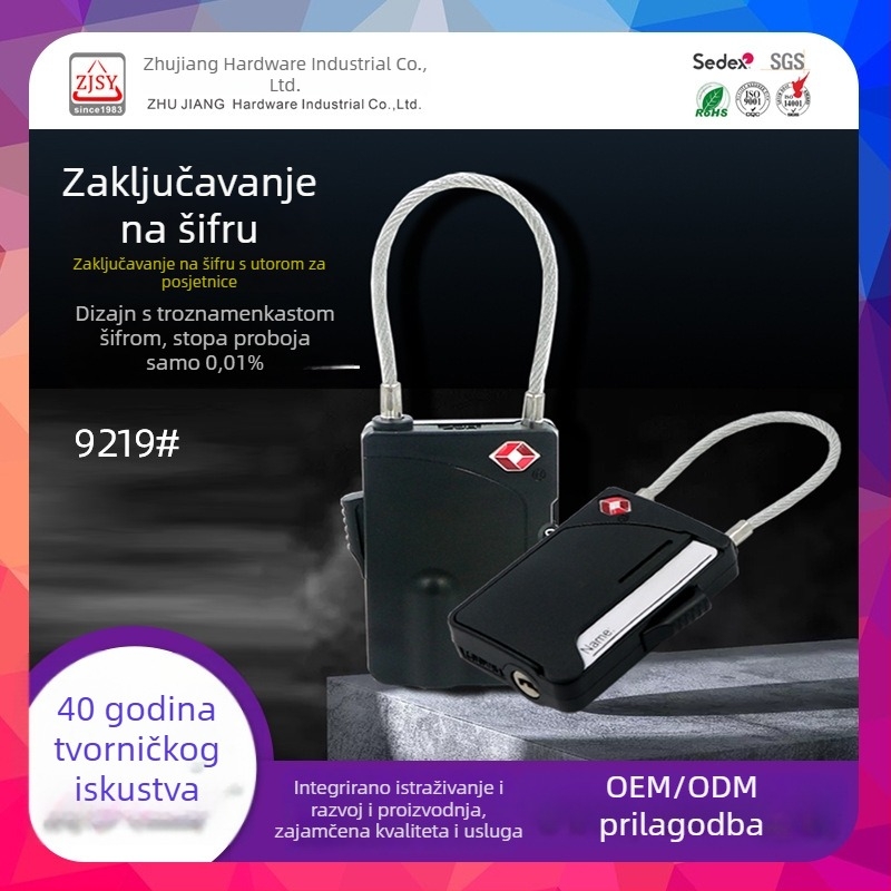 Pearl River Hardware 9219 TSA odobreni sigurnosni zaključavanje prtljage s kodnim zaključavanjem i ugrađenim držačem za identifikacijsku karticu