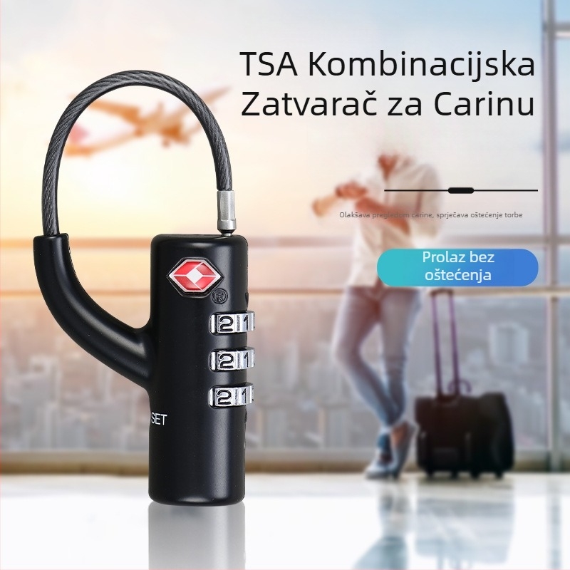 Jinpin TSA132: Sigurnosni lokot za prtljagu od legiranog čelika; model TSA132; pogodan za prtljagu, ruksak i školsku torbu; mehaničko kodno zaključavanje; stil modernog minimalističkog dizajna