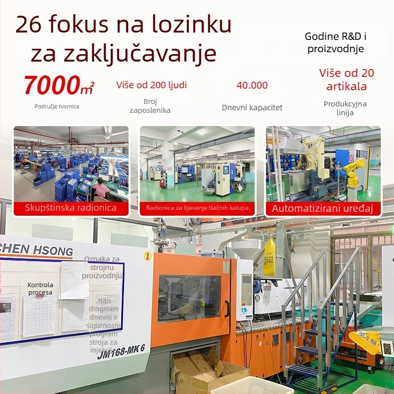 TSA mehanička brava za prtljagu, model TSA-542, cinkova legura, debljina zatvarača 3 mm, razmak šipki 15 mm, lagani luksuz