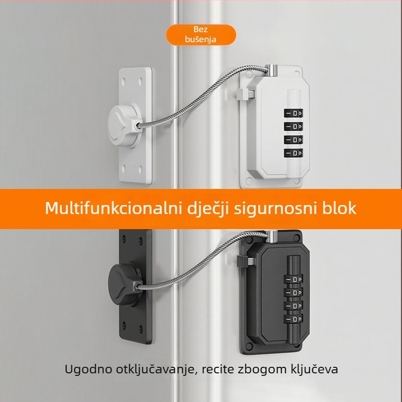 Brava s lozinkom bez bušenja – protiv krađe, zaključavanje za ladice i ormariće, sigurnost djece, model Hr refrigerator lock 258, za hladnjak i prozor