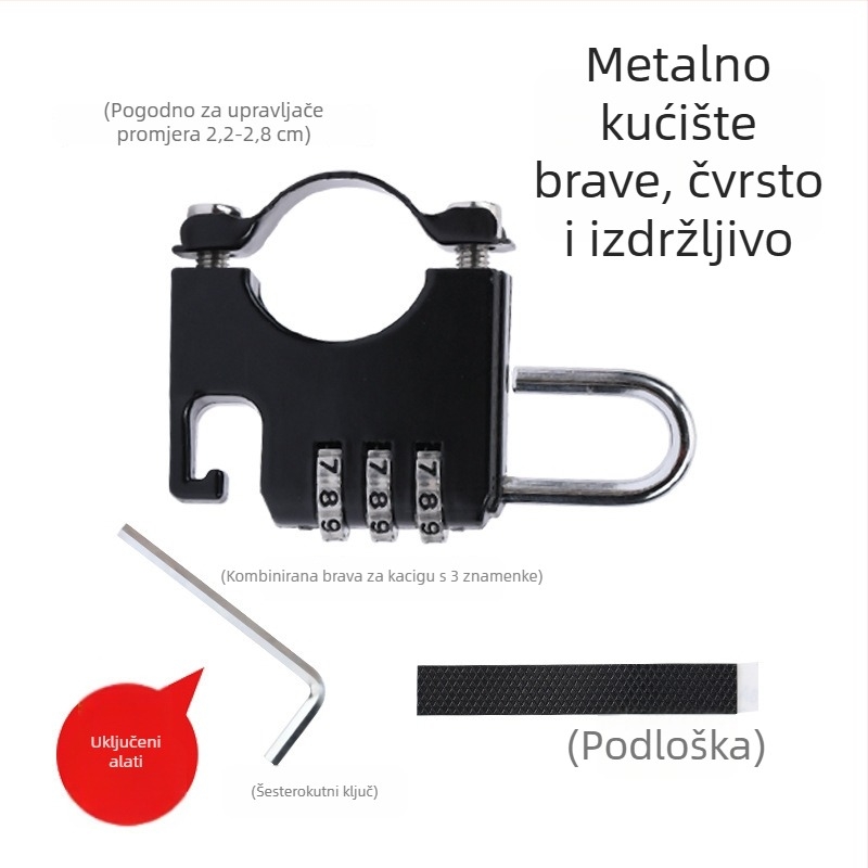 8100 Brava za kacigu sa lozinkom za električna vozila, troznamenkasti mehanički lokot za kacigu