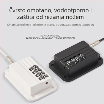 Brava bez bušenja s kodom za ormariće, hladnjake i prozore – LH-1, materijal: ABS + nehrđajući čelik + cinkova legura, razmak šipki 185 mm, debljina šipke srednja