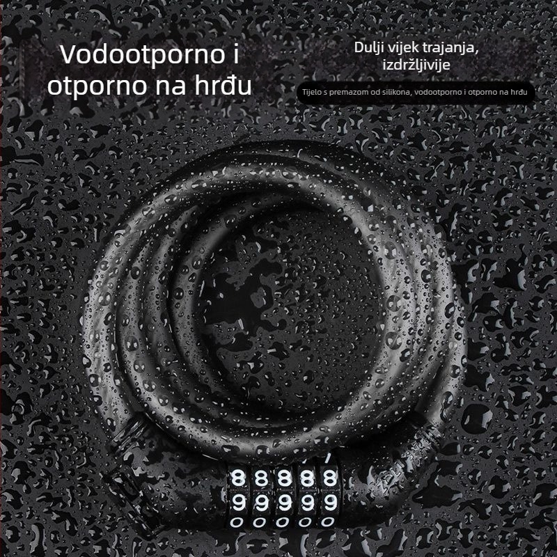 Katanac za bicikl s lozinkom, prijenosni čelični kabel za planinske bicikle, model 1