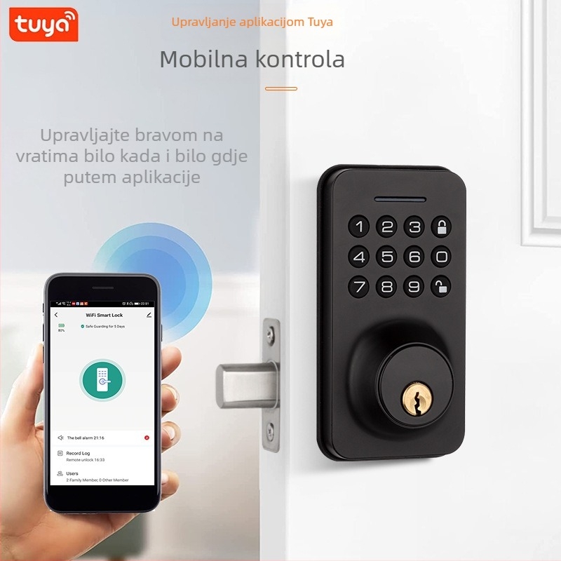 Pametna brava od cinkovog legura s Wi-Fi i digitalnom tipkovnicom, graffiti dizajn, za kuću, hotel, školu i ured