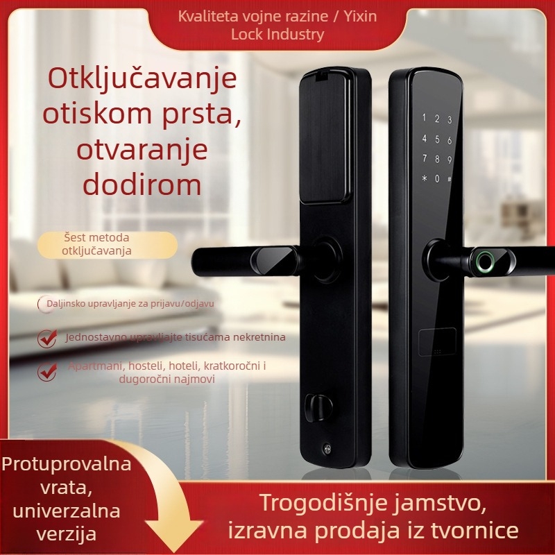 Pametna brava s otiskom prsta za apartmane, s lozinkom i upravljanjem putem aplikacije — Bluetooth pristup, elektronska brava za kratkoročni najam