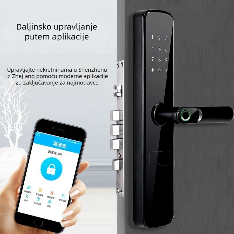 Pametna brava s otiskom prsta za apartmane, s lozinkom i upravljanjem putem aplikacije — Bluetooth pristup, elektronska brava za kratkoročni najam