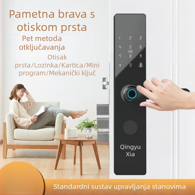 Bluetooth brava za vrata s otiskom prsta, lozinkom i čitačem kartica za apartmane, kompatibilna s upravljačkim sustavom apartmana