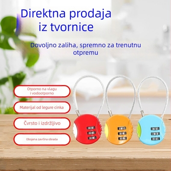 Trojcifrena kružna brava od cinkovog legura s čeličnom žicom, za studentske domove