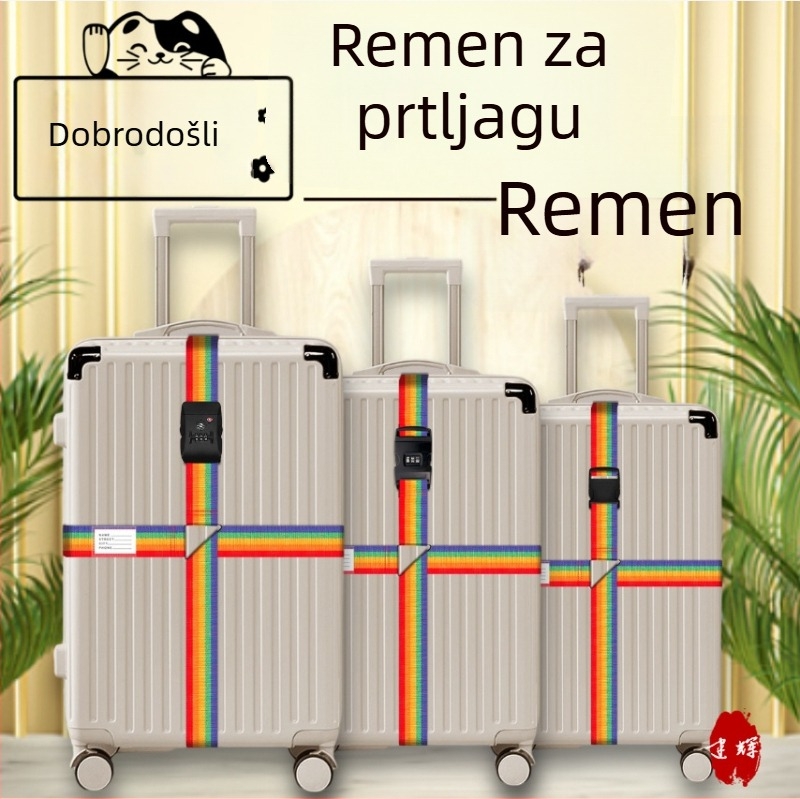 Remen za pojačanje prtljage s križnim pričvršćivanjem, podesiv za kofere, s kodnom blokadom