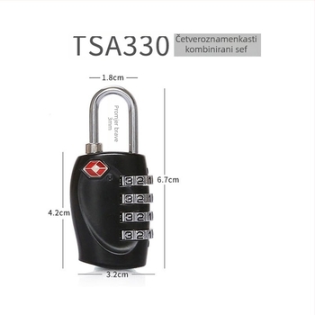 TSA brava za prtljagu s kodom – zaštita od krađe, tijelo od cinkove legure/ABS, TSA330/TSA338