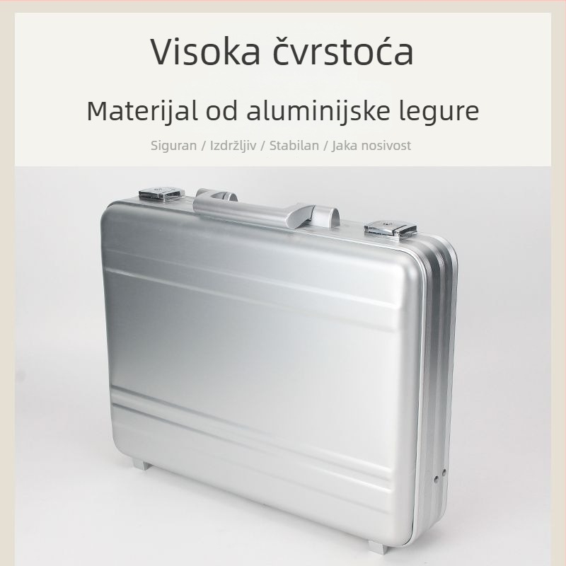 Aluminijski kovčeg s zaključavanjem za dokumente i 15,6-inčni laptop, prijenosna kutija za alate, sklopiva
