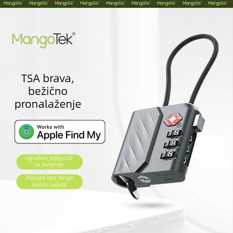 Rhk70 Brava za prtljagu kompatibilna s Apple AirTag — anti-lost, kombinirana brava, kućište od čelika+PC, baterija 60mAh, izdanje 2025