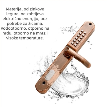 Aluminijska vrata brava s tijelom od cinkovog legura, vodootporna i otporna na hrđu, za uska staklena vrata s uskim okvirom, mehanička kombinacijska brava s ručkom, bez električne energije