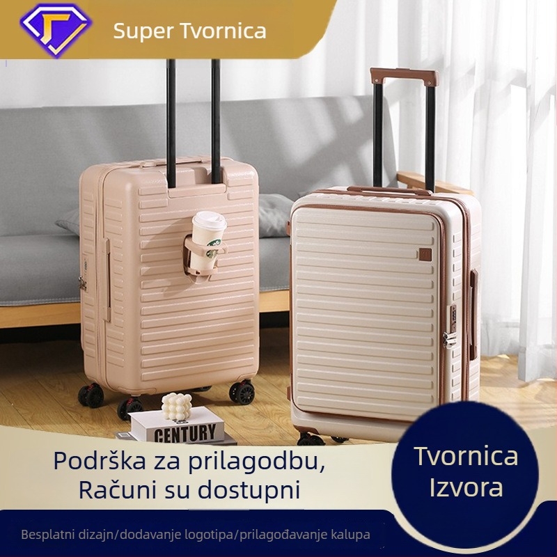 Prednji otvarajući tvrdi kofer ABS+PC, 56–75 L, carinska brava, teleskopska ručka