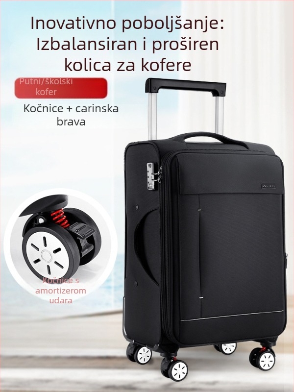Putni kofer od Oxford platna, vodootporan i proširiv, s 360 stupnjeva kotačićima i TSA kombinacijskim zaključavanjem, težina 4 kg.