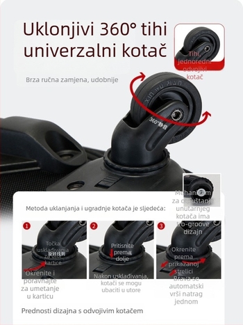 Novi kofer od Oxford platna s velikom kapacitom, unisex, s odvojivim kotačima, čvrst i izdržljiv