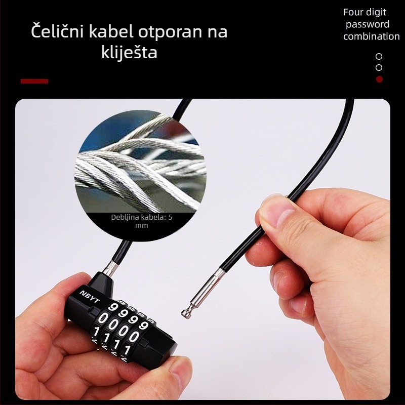 Kombinacijski sigurnosni zup od čelične žice za električni bicikl: košarica, ormarić, kaciga – model A05-40 60, materijal cinkova legura, debljina šipke 8 mm, razmak šipki 185 mm