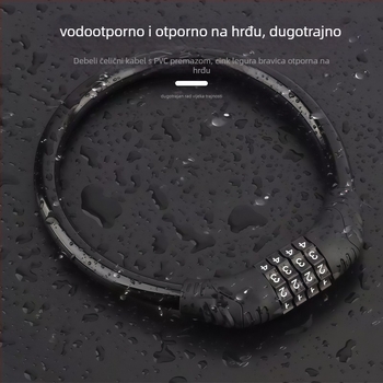 Kodom zaključavanje za bicikl — cinkovo legura, numerička kombinacija, Ø12 mm šipka, razmak 12 cm