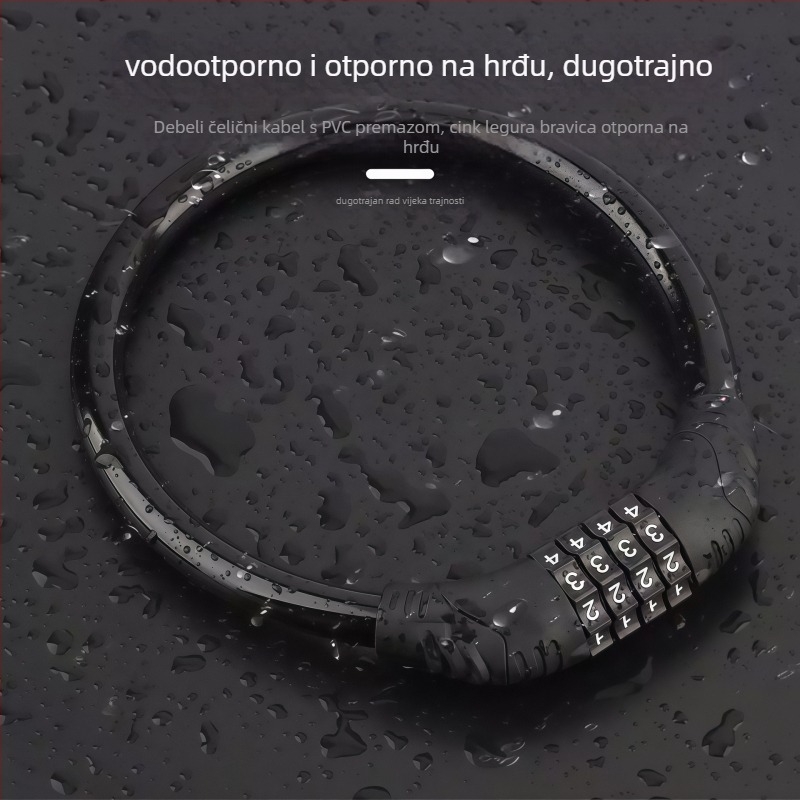 Kodom zaključavanje za bicikl — cinkovo legura, numerička kombinacija, Ø12 mm šipka, razmak 12 cm