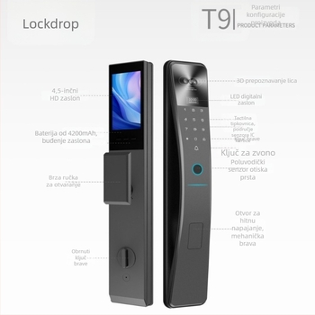 Brava s otiskom prsta T9, aluminijska legura, za sigurnosna vrata, marka Lock Drop / Finger Multi-Star