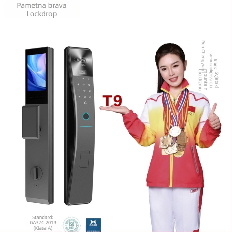 Brava s otiskom prsta T9, aluminijska legura, za sigurnosna vrata, marka Lock Drop / Finger Multi-Star