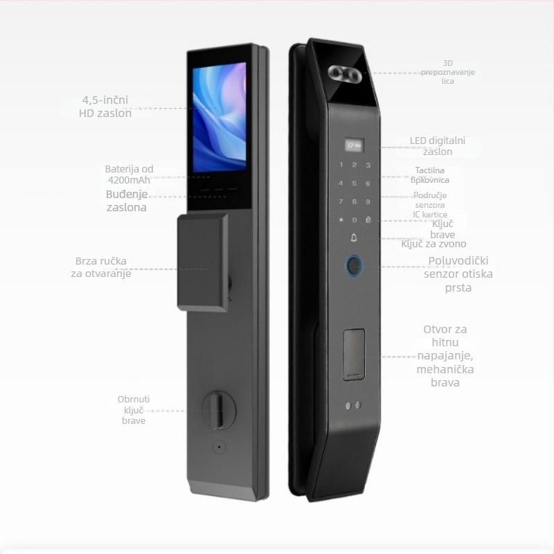 Brava s otiskom prsta T9, aluminijska legura, za sigurnosna vrata, marka Lock Drop / Finger Multi-Star