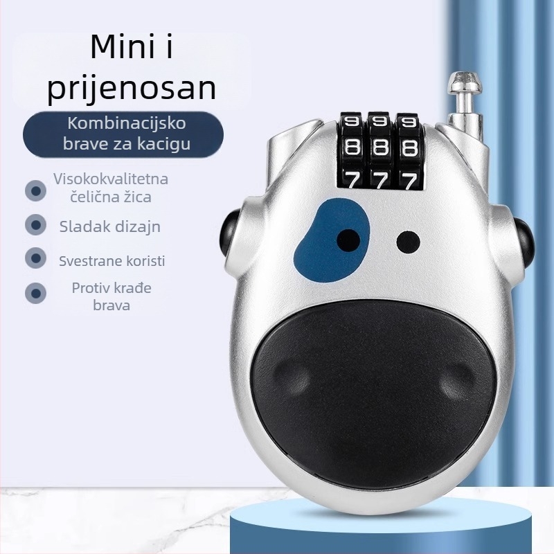 Brava za kacigu s brojevnim kodom za bicikl i električni skuter – PVC, Model: brava za kacigu, Tip: Brojevi, Opća debljina šipke, Opći razmak šipki