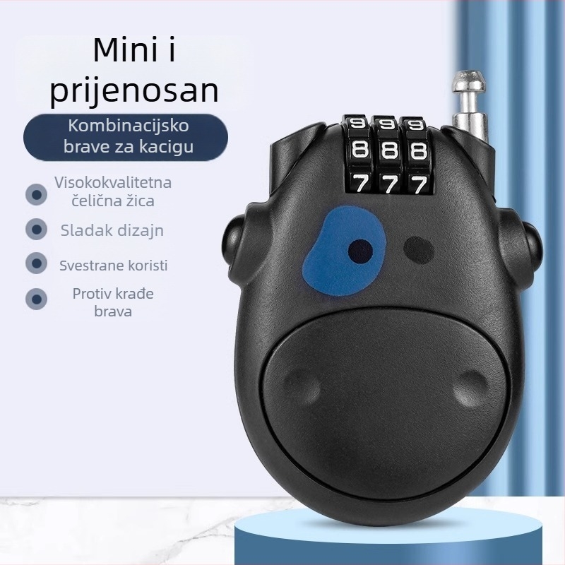 Brava za kacigu s brojevnim kodom za bicikl i električni skuter – PVC, Model: brava za kacigu, Tip: Brojevi, Opća debljina šipke, Opći razmak šipki
