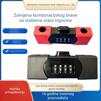 Zatvarač s lozinkom za staklena vrata, mehanički, tvrdi PC materijal, unutarnja širina 90 mm, pogodan za vitrine i klizna vrata