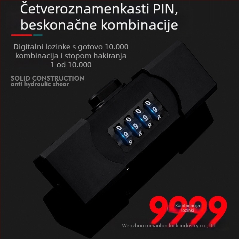 Zatvarač s lozinkom za staklena vrata, mehanički, tvrdi PC materijal, unutarnja širina 90 mm, pogodan za vitrine i klizna vrata