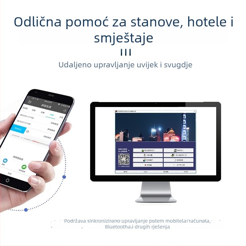 Pametna elektronička brava za vrata s pristupom karticom i upravljanje putem aplikacije (Nehrđajući čelik; Model MF X01; Namijenjena za hotele, škole, apartmane i urede; PIN kod opcija)