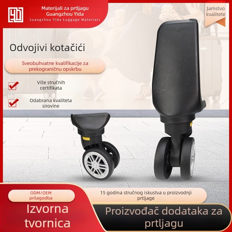 Kotači za prtljagu, univerzalni, s odvojivim dvokotačnim dizajnom, tiši gumeni kotači, plastični