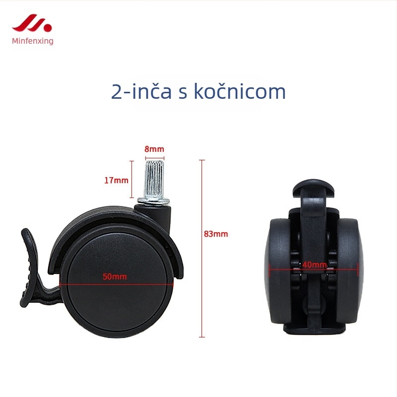 Kotači za stolicu - univerzalni plastični kotači za uredske i izvršne stolice (Materijal: plastika; Kompatibilnost: univerzalna; Namjena: uredske/izvršne stolice)