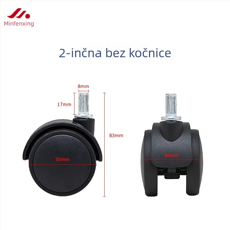 Kotači za stolicu - univerzalni plastični kotači za uredske i izvršne stolice (Materijal: plastika; Kompatibilnost: univerzalna; Namjena: uredske/izvršne stolice)