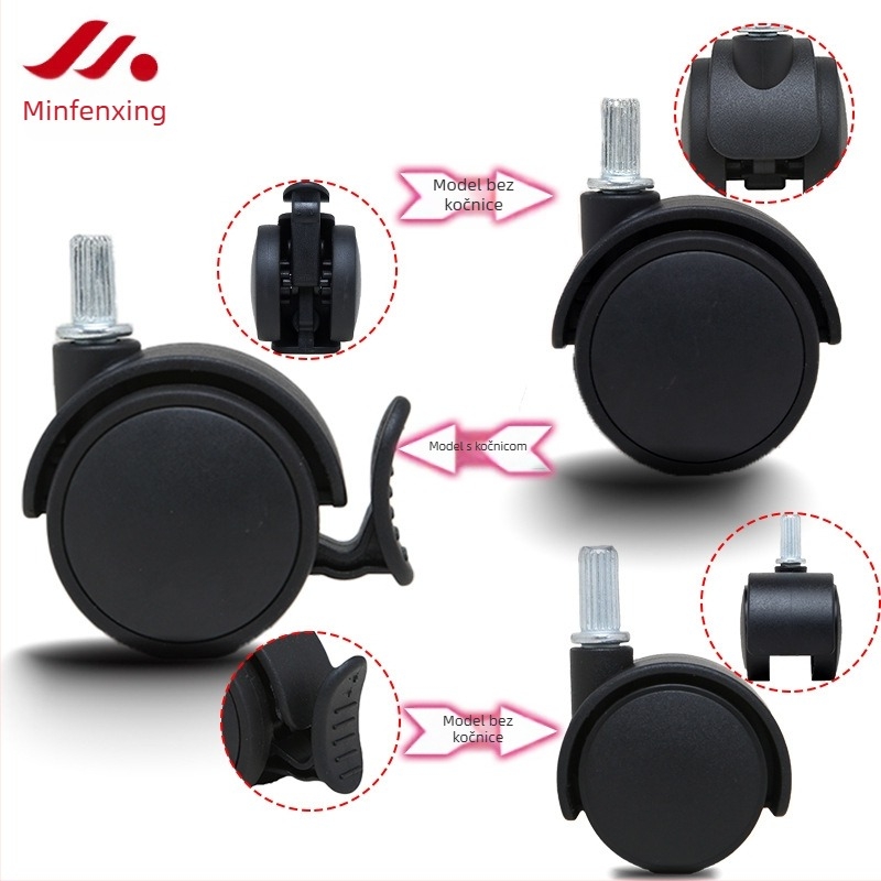 Kotači za stolicu - univerzalni plastični kotači za uredske i izvršne stolice (Materijal: plastika; Kompatibilnost: univerzalna; Namjena: uredske/izvršne stolice)