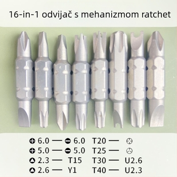 Set odvijača s 16 u 1, višestruki kutovi, uštedjela snagu, prilagodljivi bitovi — oštrica od krom-vanadij čelika, magnetna, izolirana, metrički format