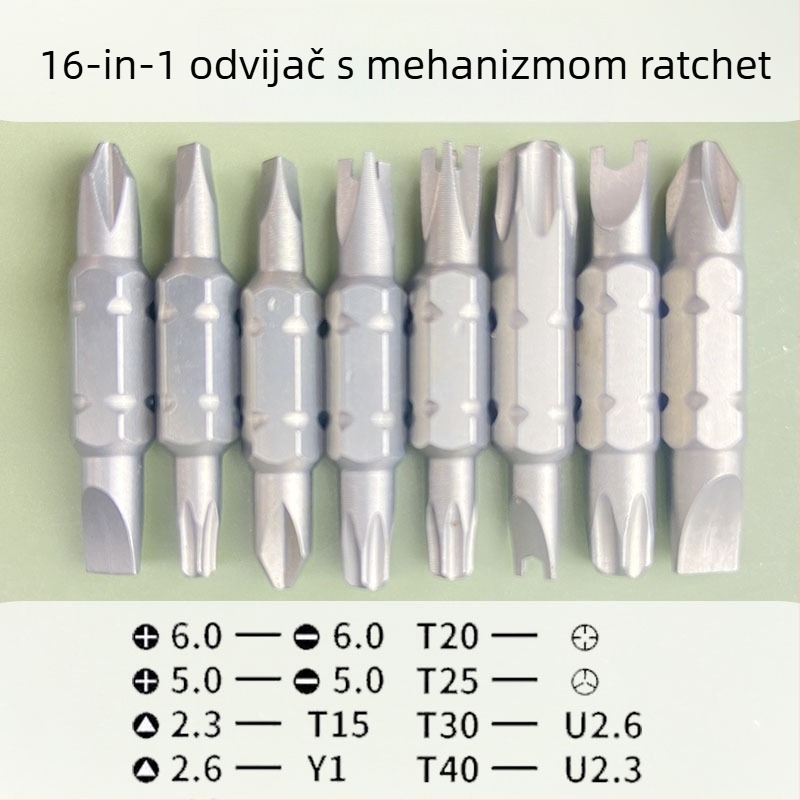Set odvijača s 16 u 1, višestruki kutovi, uštedjela snagu, prilagodljivi bitovi — oštrica od krom-vanadij čelika, magnetna, izolirana, metrički format