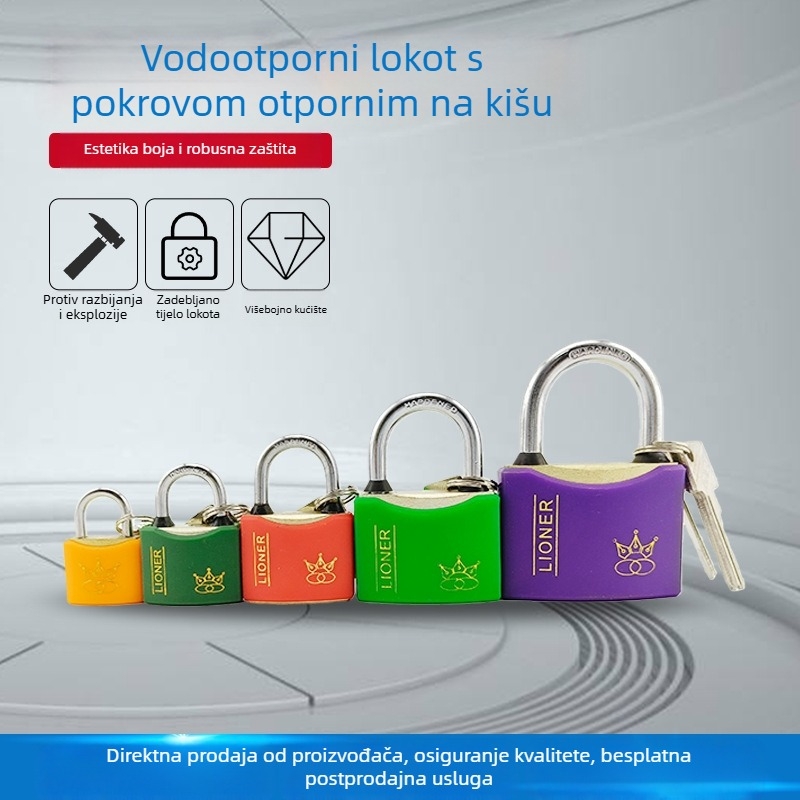 Lakat s ključem, vodootporan, otporan na hrđu, protiv provale i krađe; za torbe, vrata, prozore, skladišta i domove