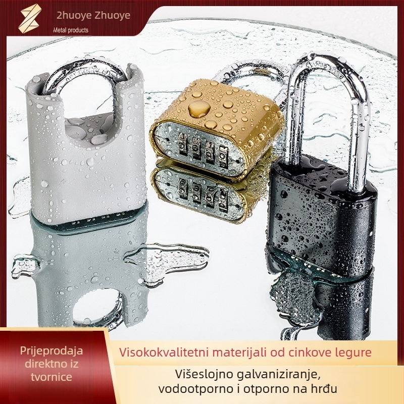 Kodna brava za torbe od cinkovog legura, elektroplatinirano, moderni minimalistički dizajn; debljina šipke brave 8 mm; razmak šipki 25 mm; pogodna za torbe i ormariće