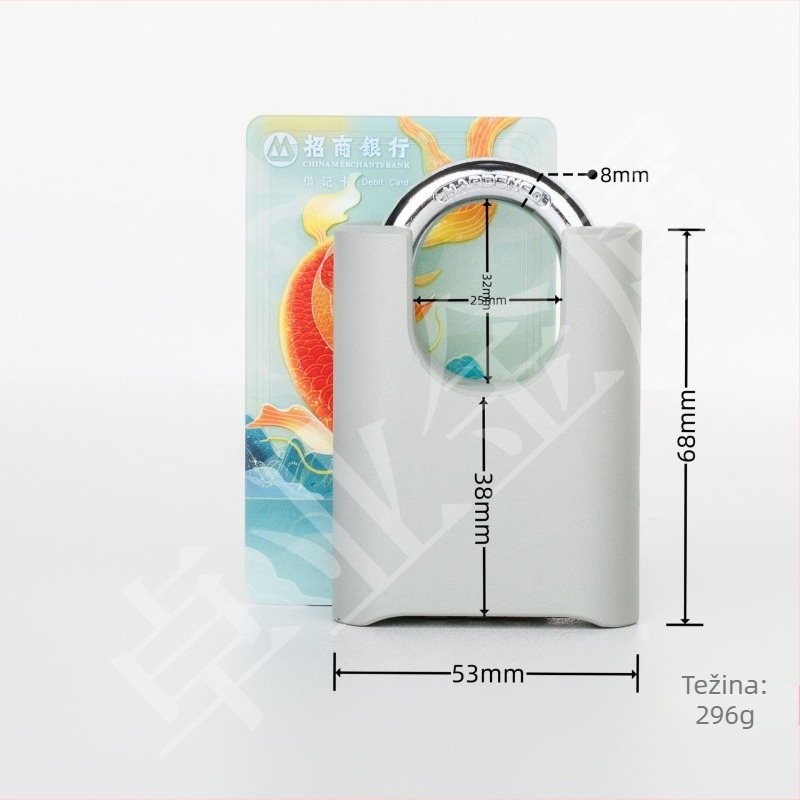 Kodna brava za torbe od cinkovog legura, elektroplatinirano, moderni minimalistički dizajn; debljina šipke brave 8 mm; razmak šipki 25 mm; pogodna za torbe i ormariće