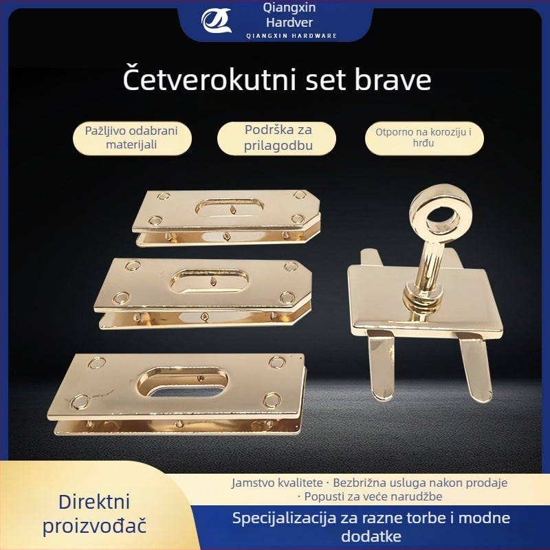 Četverodijelni skup zaključavanja za torbe i kožne proizvode – cinkova legura, model ts-1029, marka Qiangxin Hardware