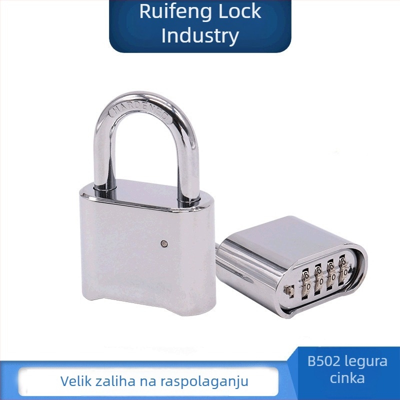 B502 elektroplatinirana brava s digitalnim kodom protiv krađe za kofer, cinkova legura, s 4 okretna kotačića