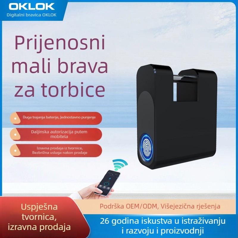OKLOK brava s otiskom prsta za prtljagu, ormariće i garderobe — nehrđajući čelik, Bluetooth pametno otključavanje