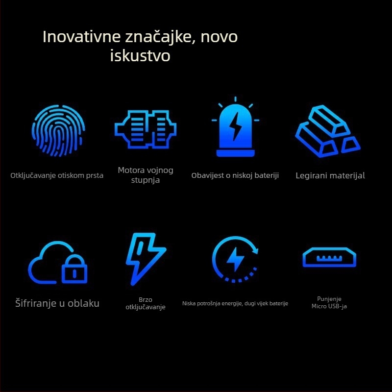 OKLOK brava s otiskom prsta za prtljagu, ormariće i garderobe — nehrđajući čelik, Bluetooth pametno otključavanje