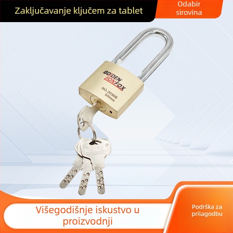 Lakat od mesinga s dugim zasunom, bakreno jezgro, za kutiju brojila i vrata