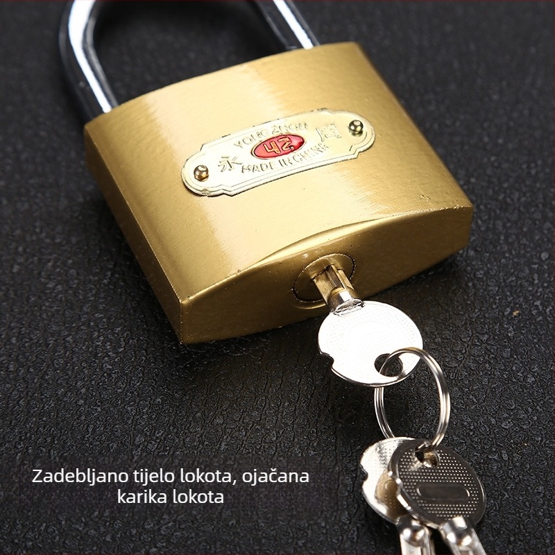 Željezni katanac s križnim ključem, mali promjer, imitacija mjedi, za unutarnju upotrebu, brava za ladicu