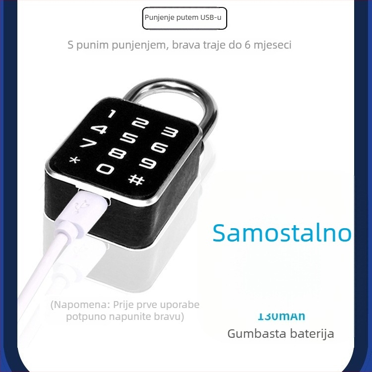 Mini brava s otiskom prsta i lozinkom Bluetooth za ormariće i ladice, vodootporna za vanjsku upotrebu, dvostruko otključavanje, preko 100000 otključavanja, skeniranje za 0,5 s