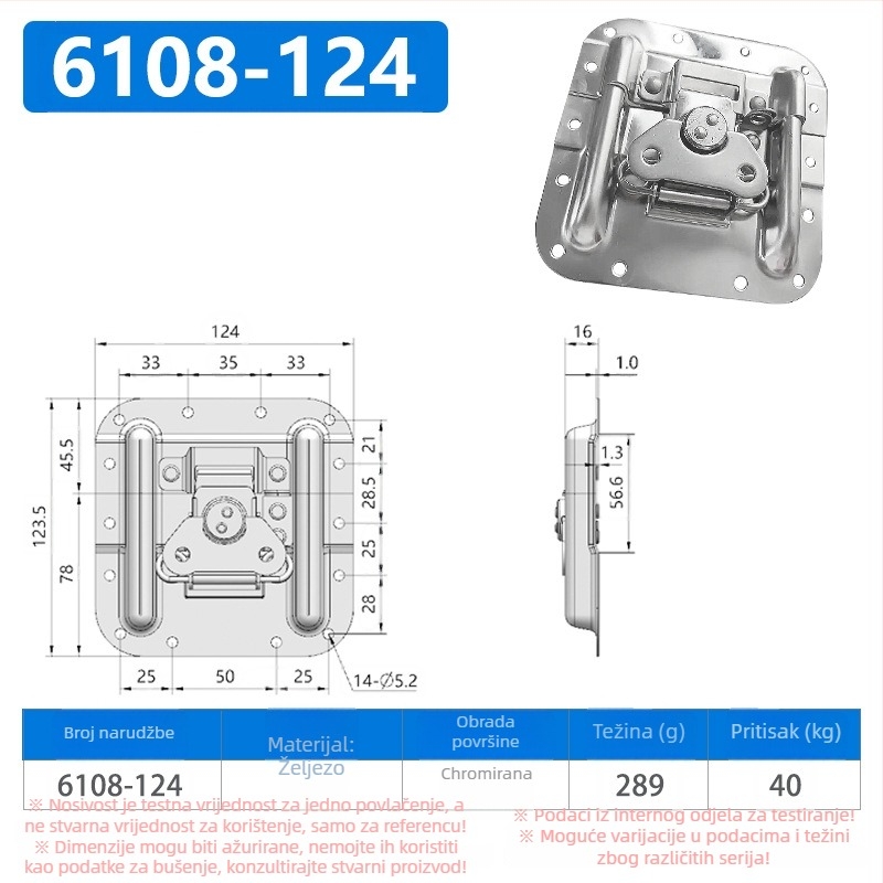 Nerđajućeg čelika leptirova brava za prtljagu – dizajn bez rupa, mogućnost tiska logotipa, moderni minimalistički stil