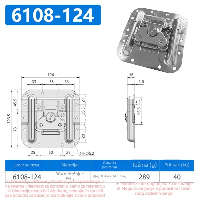 Nerđajućeg čelika leptirova brava za prtljagu – dizajn bez rupa, mogućnost tiska logotipa, moderni minimalistički stil