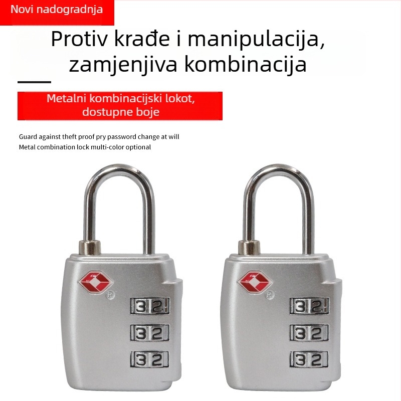 TSA002 Mehanički brava za kufere — cinkovita legura, debljina šipke 3.5 mm, razmak šipki 13 mm